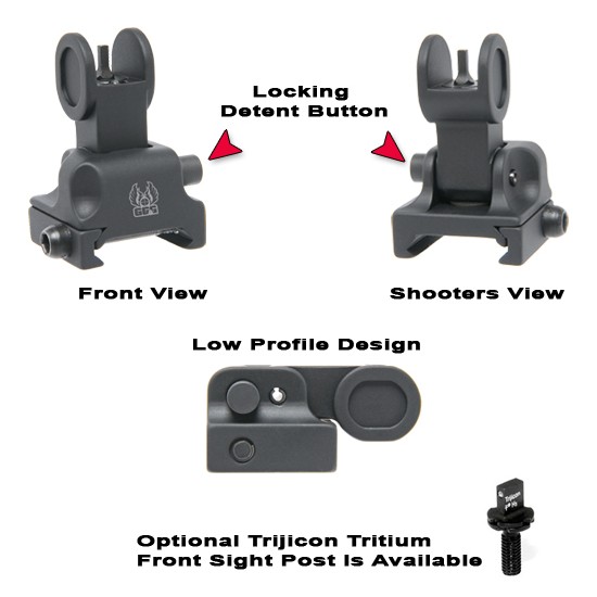 GG&G CANADA - FLIP UP FRONT SIGHT FOR TACTICAL FOREARMS - Front Sight With Trijicon Green Tritium Front Sight Post