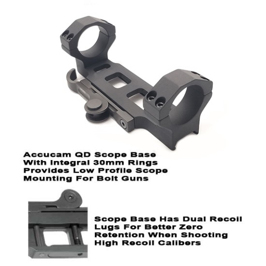 GG&G CANADA - QUICK DETACH SCOPE BASE WITH INTEGRAL 30MM RINGS FOR BOLT GUNS