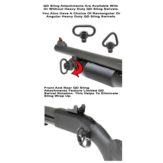 GG&G MOSSBERG 590 QUICK DETACH FRONT SLING ATTACHMENT - C/W HEAVY DUTY QD ANGULAR SWIVEL