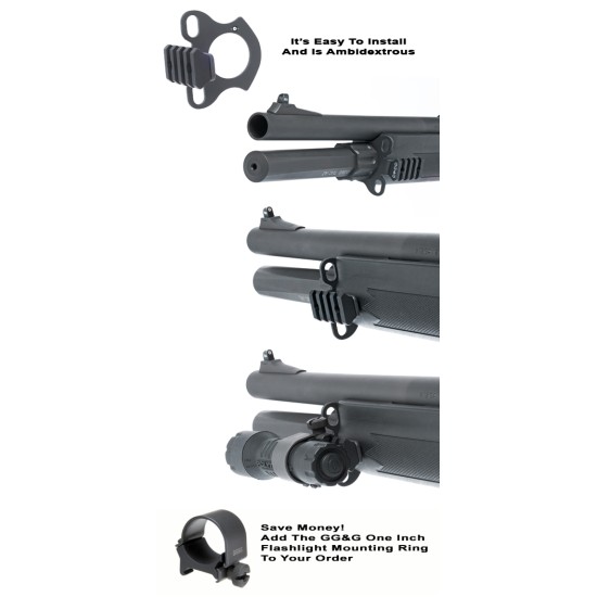 GG&G REMINGTON 1100/1187 AMBIDEXTROUS SLING AND FLASHLIGHT MOUNT - C/W 1 MOUNTING RING