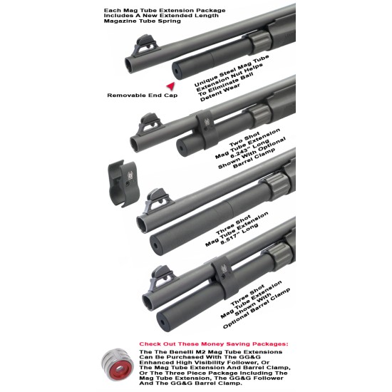 GG&G CANADA - BENELLI M2 MAGAZINE TUBE EXTENSIONS - Three Shot Magazine Tube