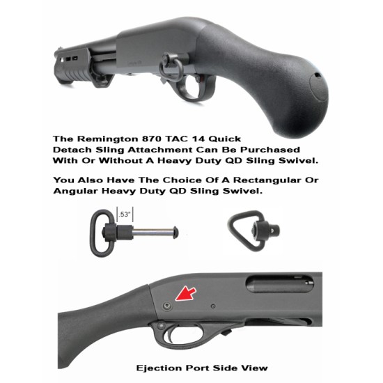 GG&G Quick Detach Rear Sling Attachment with Enhanced Heavy Duty Push Button Sling Swivel Steel Matte - Remington 870 TAC-14