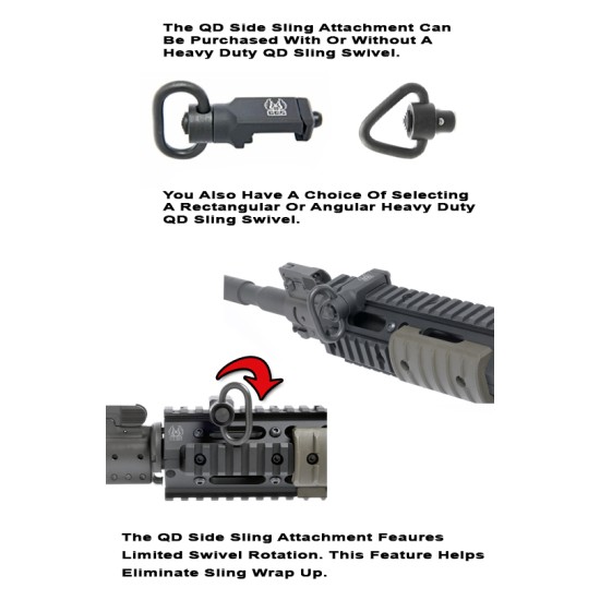 GG&G QUICK DETACH SIDE SLING ATTACHMENT FOR DOVETAILS - With HD QD Angular Swivel