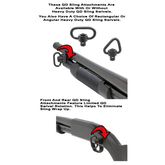 GG&G CANADA - MOSSBERG 500 QUICK DETACH FRONT SLING ATTACHMENTS - WITH HEAVY DUTY QUICK DISCONNECT ANGULAR SWIVEL