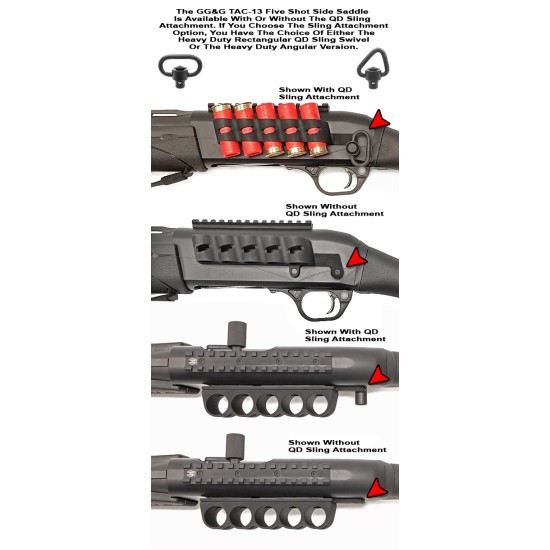 GG&G REMINGTON TAC-13 SIDE SADDLE SHELL HOLDER - With QD Sling Attachment And Rectangular QD Swivel