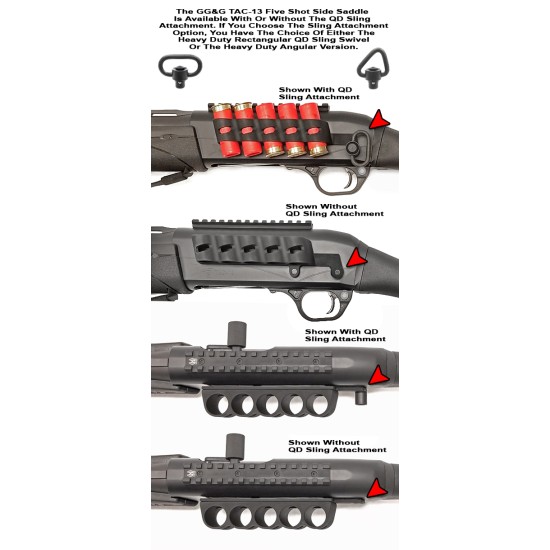 GG&G CANADA - REMINGTON TAC-13 SIDE SADDLE SHELL HOLDER - With QD Sling Attachment And Rectangular QD Swivel