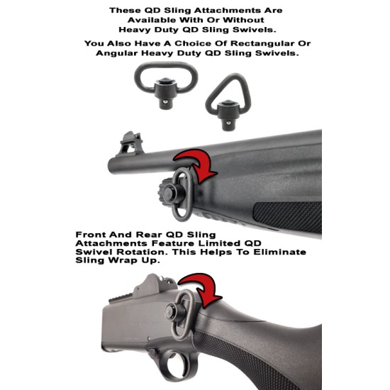 GG&G CANADA - BERETTA 1301 TACTICAL SHOTGUN QUICK DETACH REAR SLING ATTACHMENTS - C/W QD HEAVY DUTY ANGULAR SWIVEL