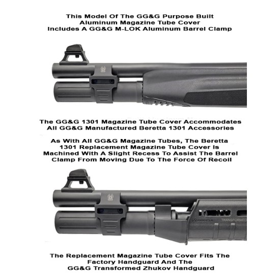 GG&G - BERETTA 1301 REPLACEMENT MAGAZINE TUBE COVER WITH M-LOK BARREL CLAMP
