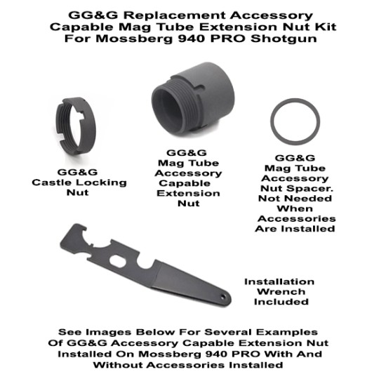 GG&G Mossberg 940 PRO Tactical Accessory Capable Magazine Tube Extension Nut Kit