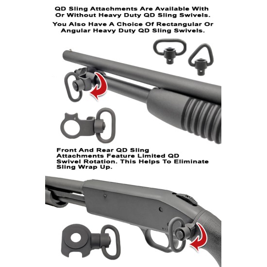 GG&G - MOSSBERG 590 .410 BORE QUICK DETACH FRONT SLING ATTACHMENTS - WITH HEAVY DUTY QD ANGULAR SWIVEL