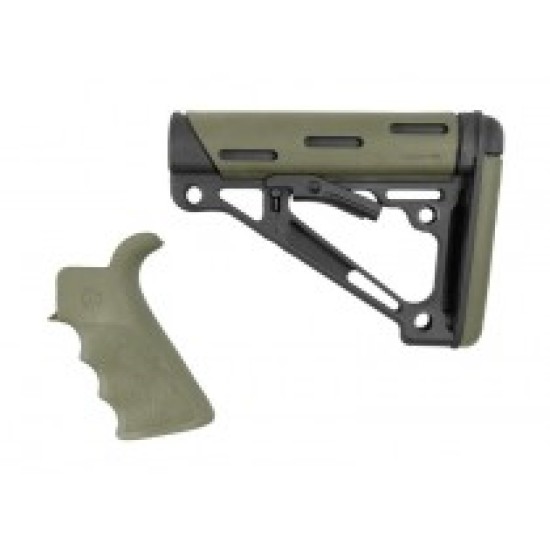 Hogue Canada AR-15/M-16 2-Piece Kit OD Green - Grip and Collapsible Buttstock - Fits Commercial Buffer Tube