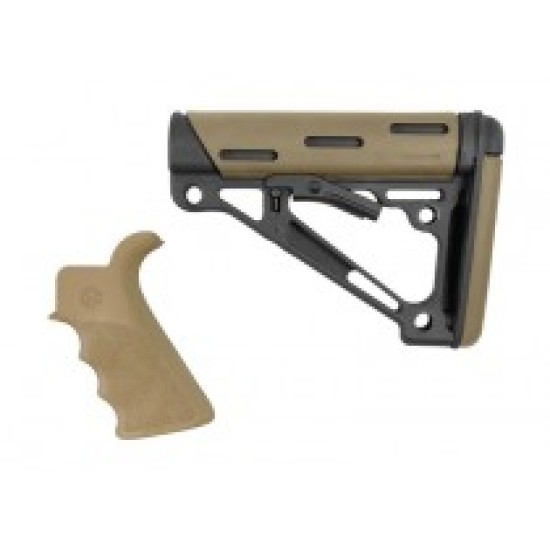 Hogue Canada AR-15/M-16 2-Piece Kit Flat Dark Earth - Grip and Collapsible Buttstock - Fits Commercial Buffer Tube