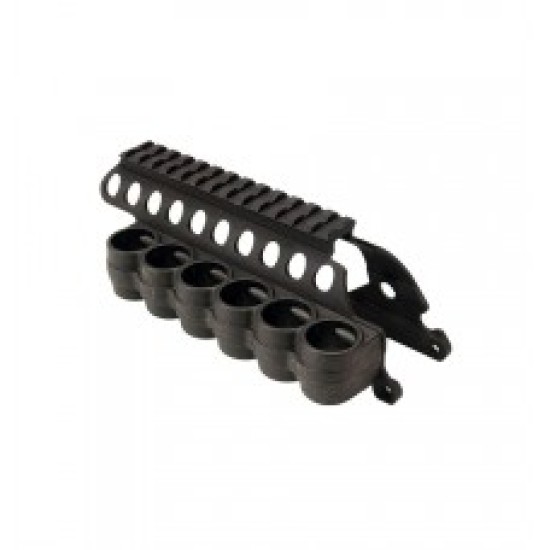 Mesa Tactical SureShell Polymer Carrier and Saddle Rail for Remington 870 (6-Shell, 12-GA, 5 in)
