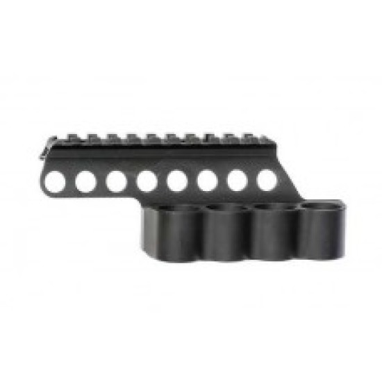 Mesa Tactical SureShell Carrier and Rail for Mossberg 500 (4-Shell, 12-GA, 4½ in) - 4 Shell