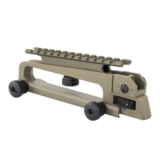 Monstrum Tactical - AR-15 Carry Handle with A2 Rear Sight and Optics Rail Mount - FDE