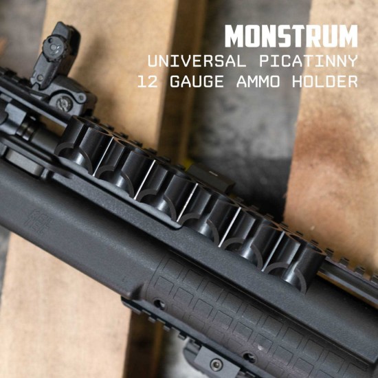Monstrum Tactical - Side Saddle Ammo Holder for 12 Gauge Shotguns Compatible with Picatinny Mounting Platforms